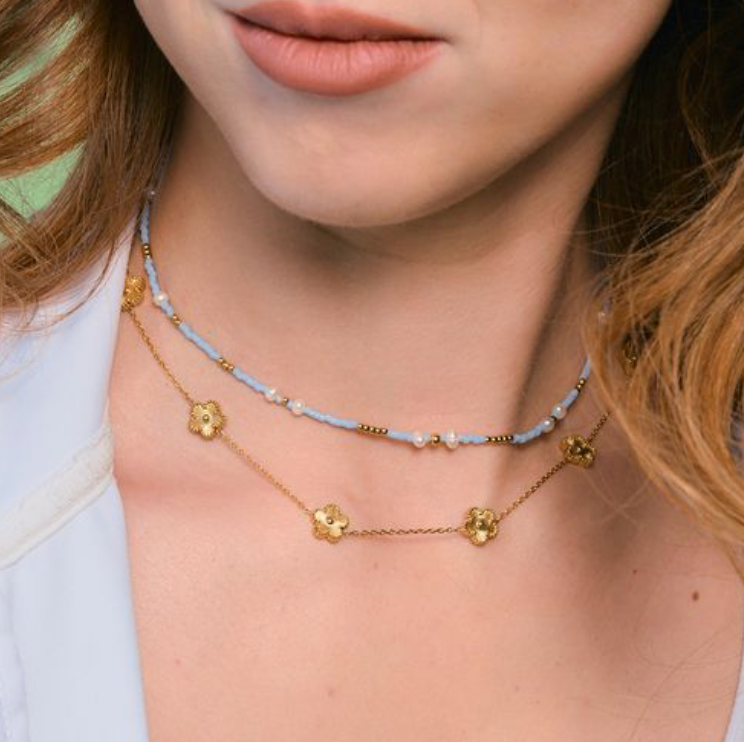 Lucid Blue Mini Beaded Necklace