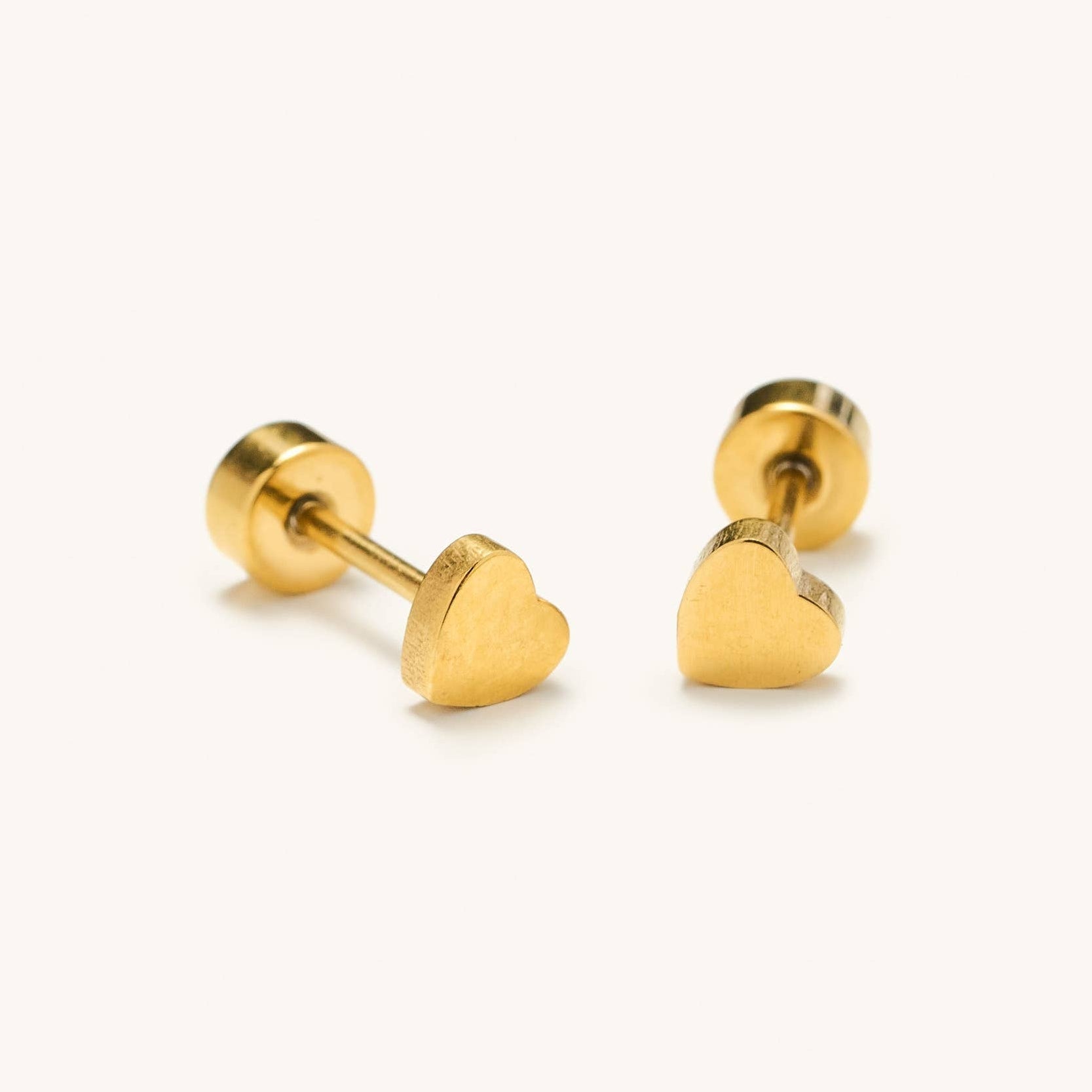 Flat Back Gold Heart Studs