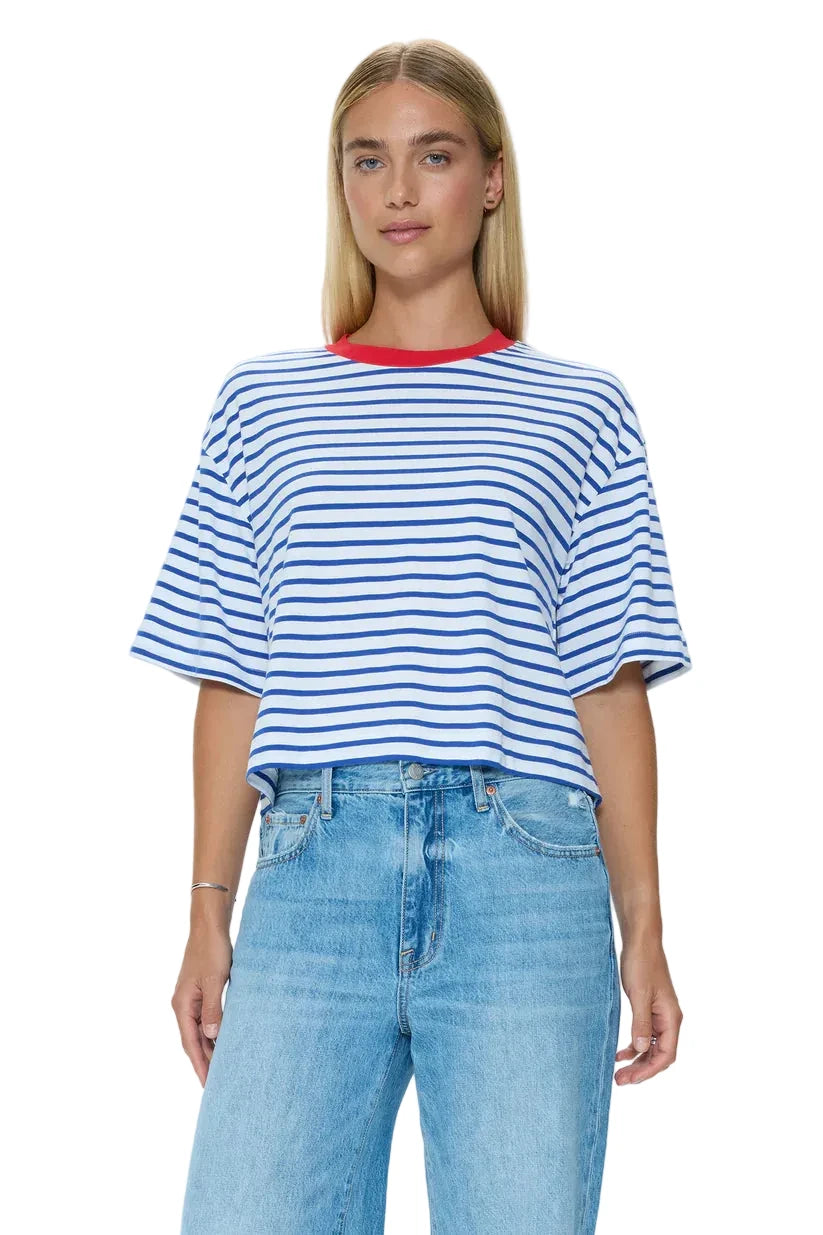 Pistola Mae cropped tee in maritime red with relaxed fit and modern cropped silhouette