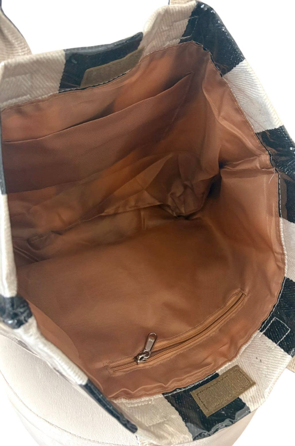 Black and Beige Striped TOTE BAG