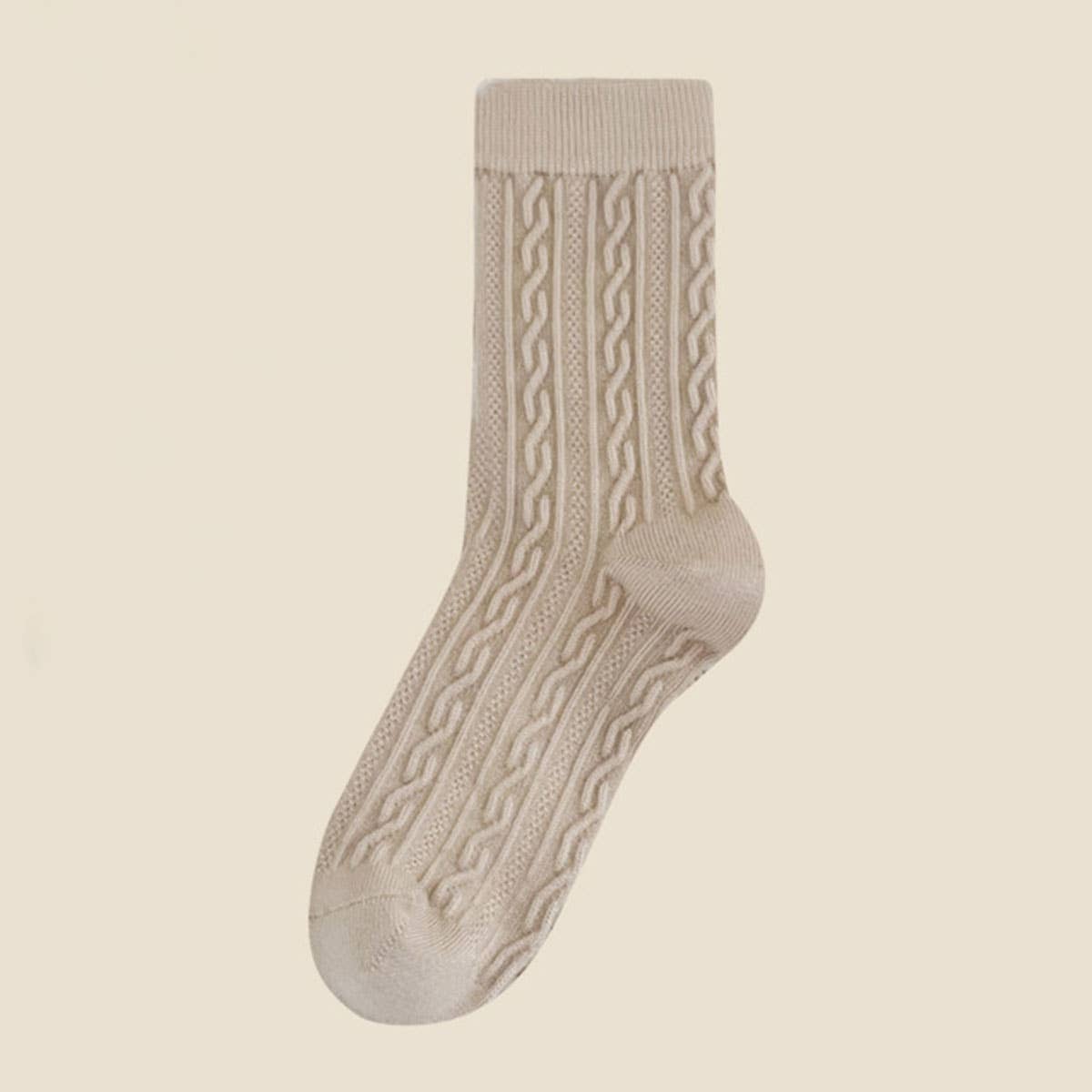 Cable knit crew socks