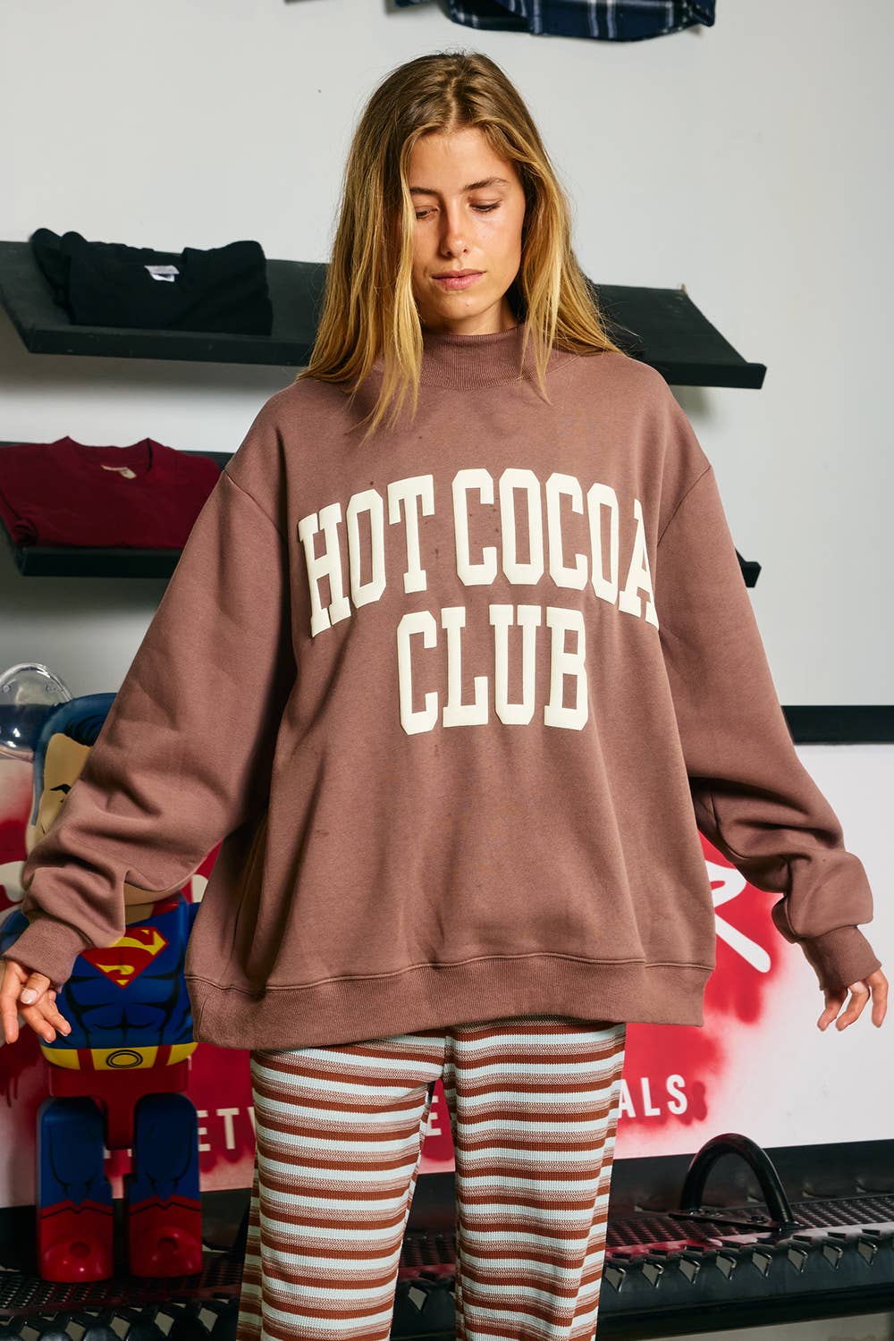 IT2594P-HOTCOCOA | 'HOT COCOA CLUB' Mock Neck Sweatshirt