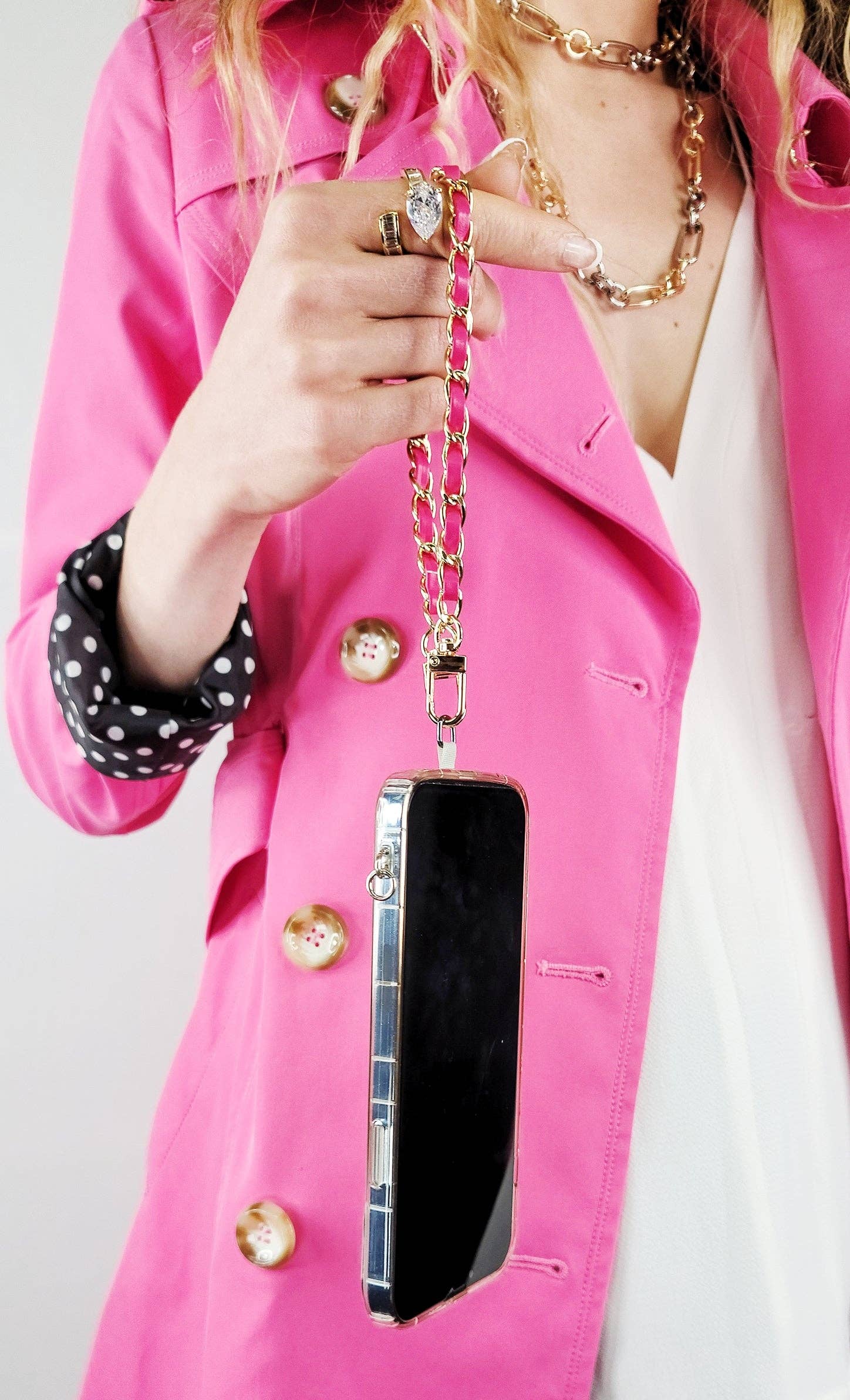 Short Vegan Leather Phone Chain