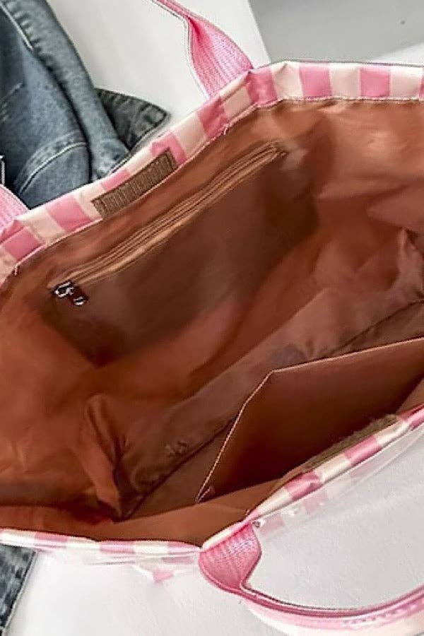 Pink and Orange Striped TOTE BAG