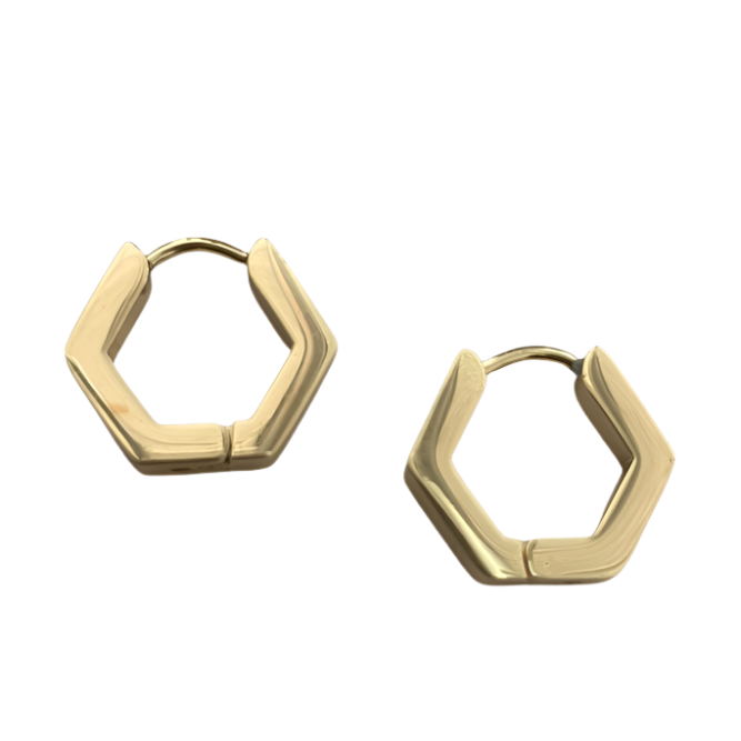 Roxy Hexagon Huggies