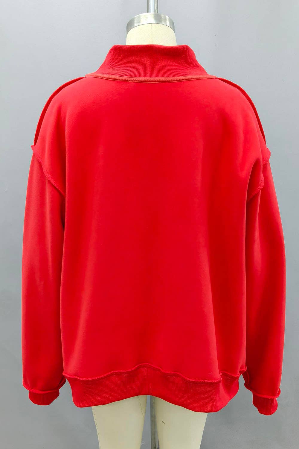 IT2594E-MERRY | 'MERRY' Embroidered Mock Neck Sweatshirt