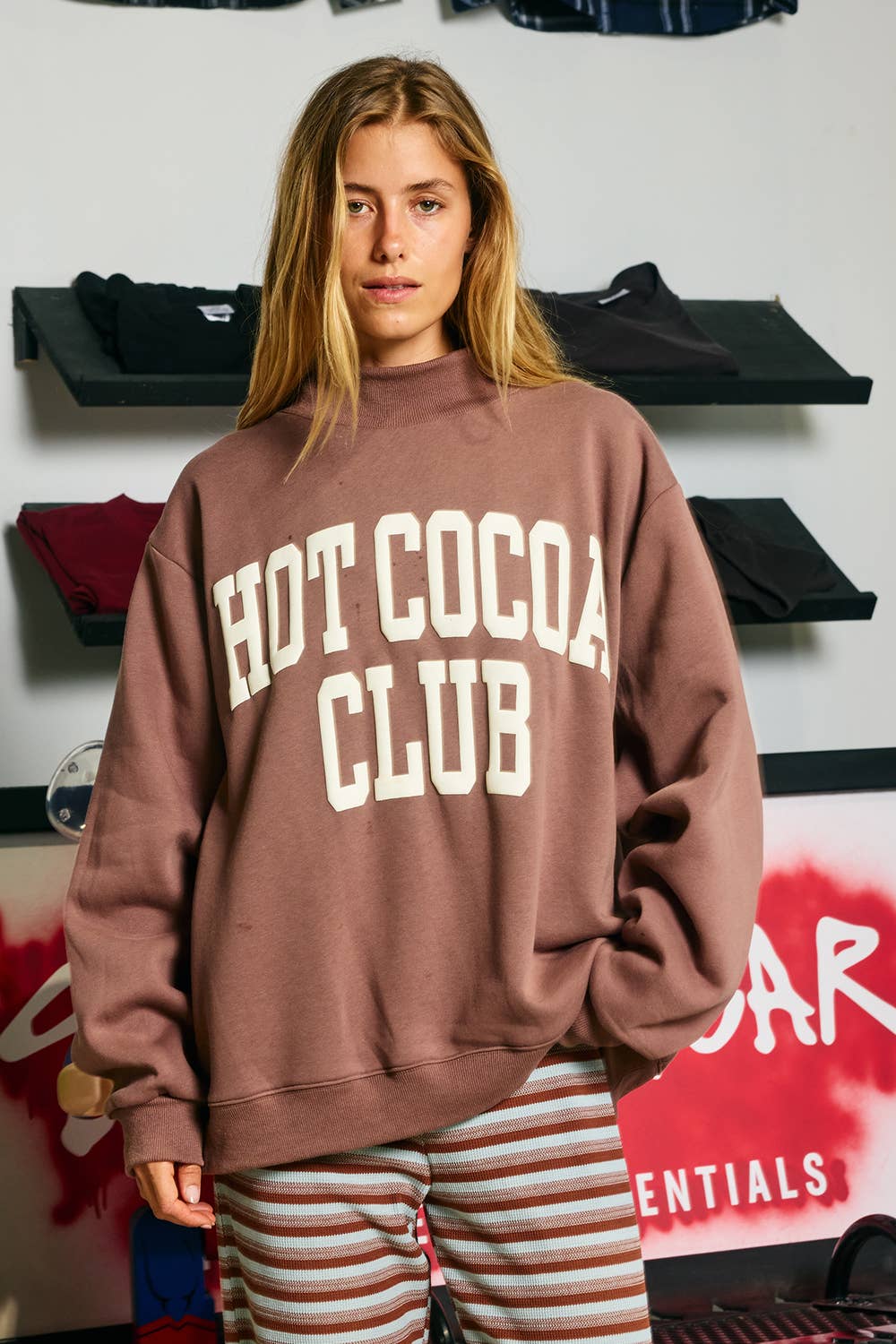 IT2594P-HOTCOCOA | 'HOT COCOA CLUB' Mock Neck Sweatshirt
