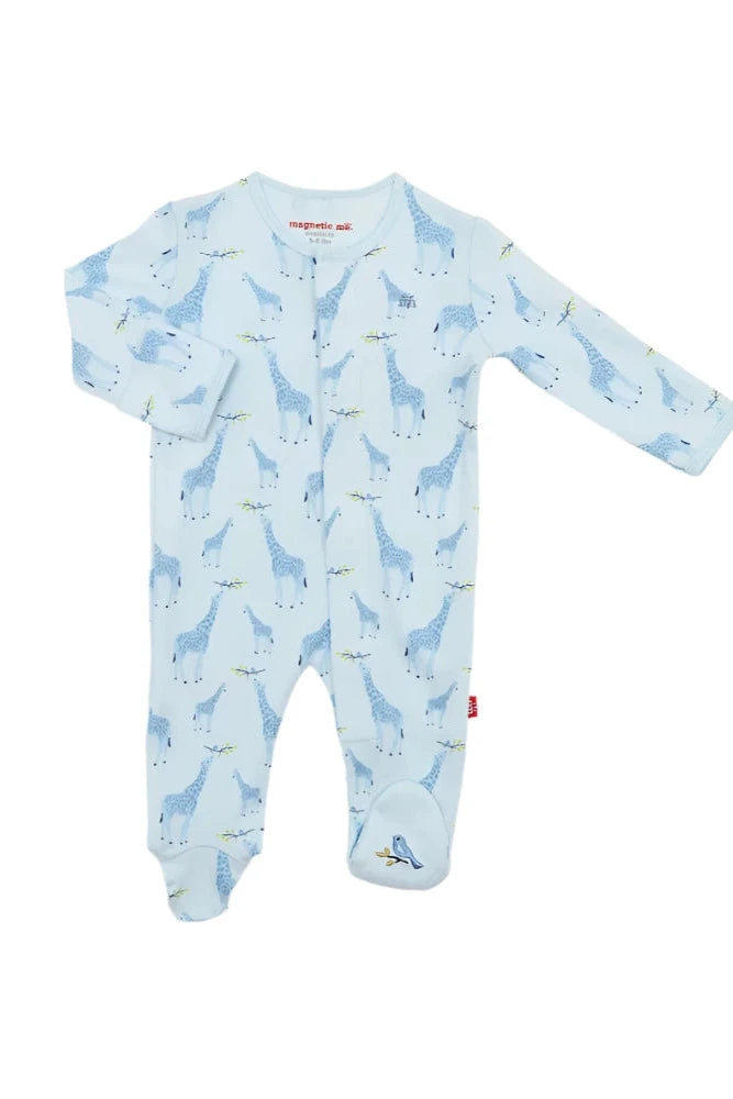 Blue Jolie Giraffe Organic Cotton Mag Footie