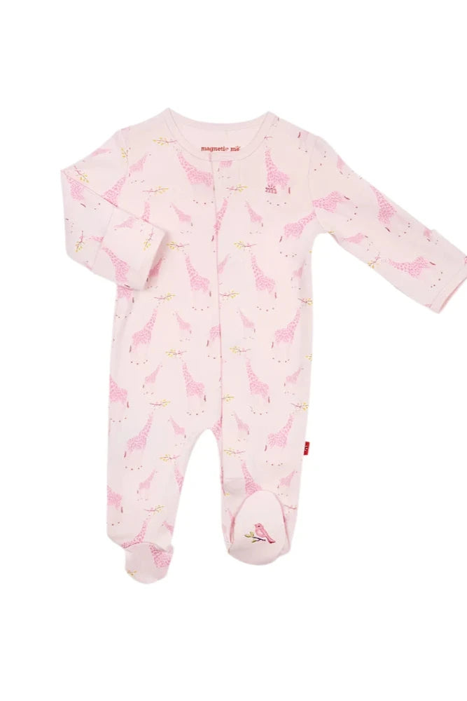 Pink Jolie Giraffe Organic Cotton Mag Footie