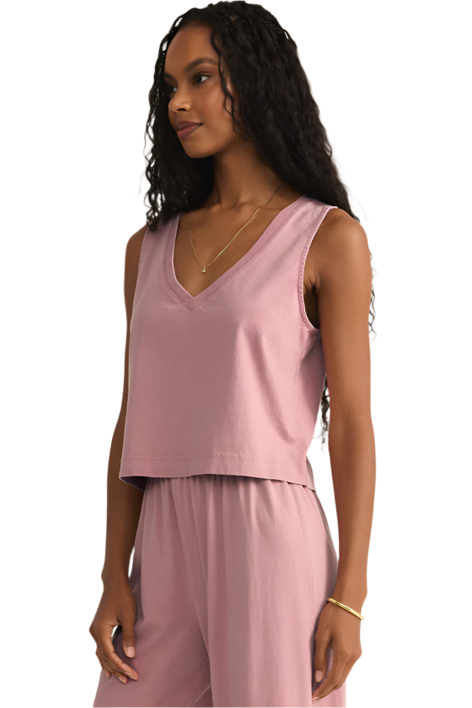 SLOANE V-NECK TOP / Pink Smoke