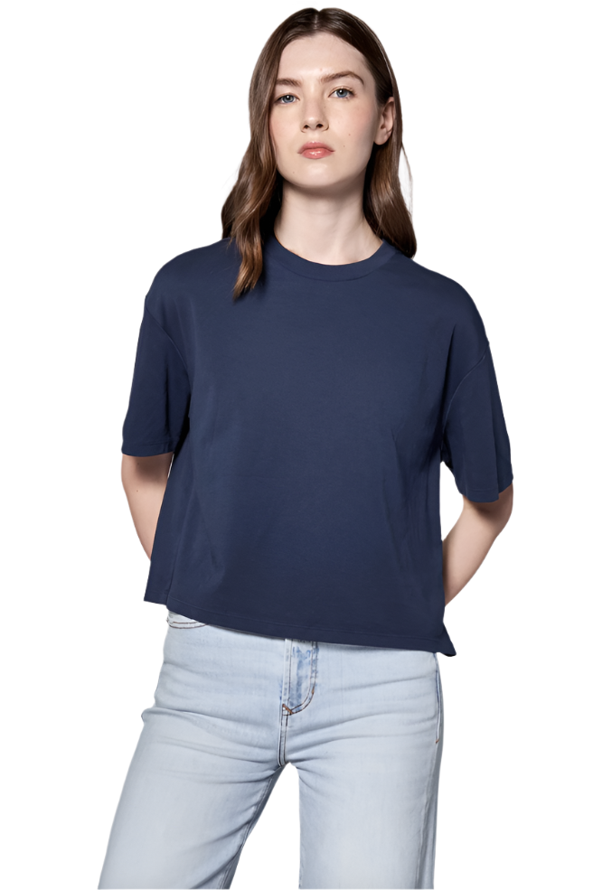 MADDOX BOYFRIEND JERSEY TOP - NAVY