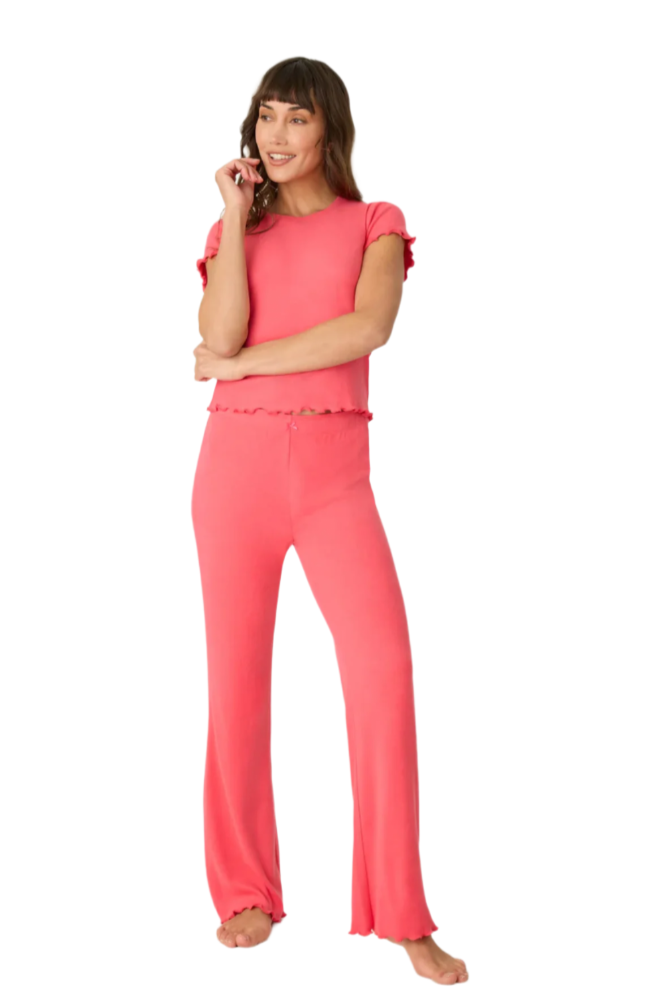 Raspberry Pointelle Pajama Set