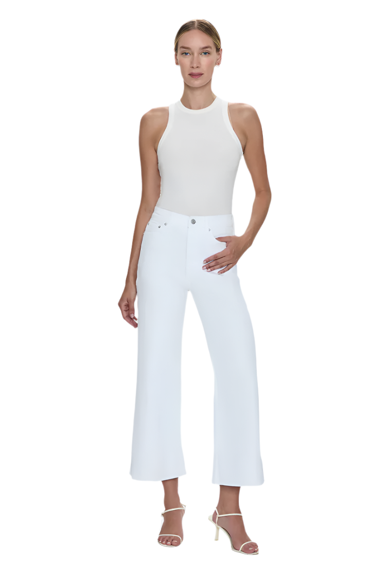Lana high rise ultra wide crop with cuff / vivid white