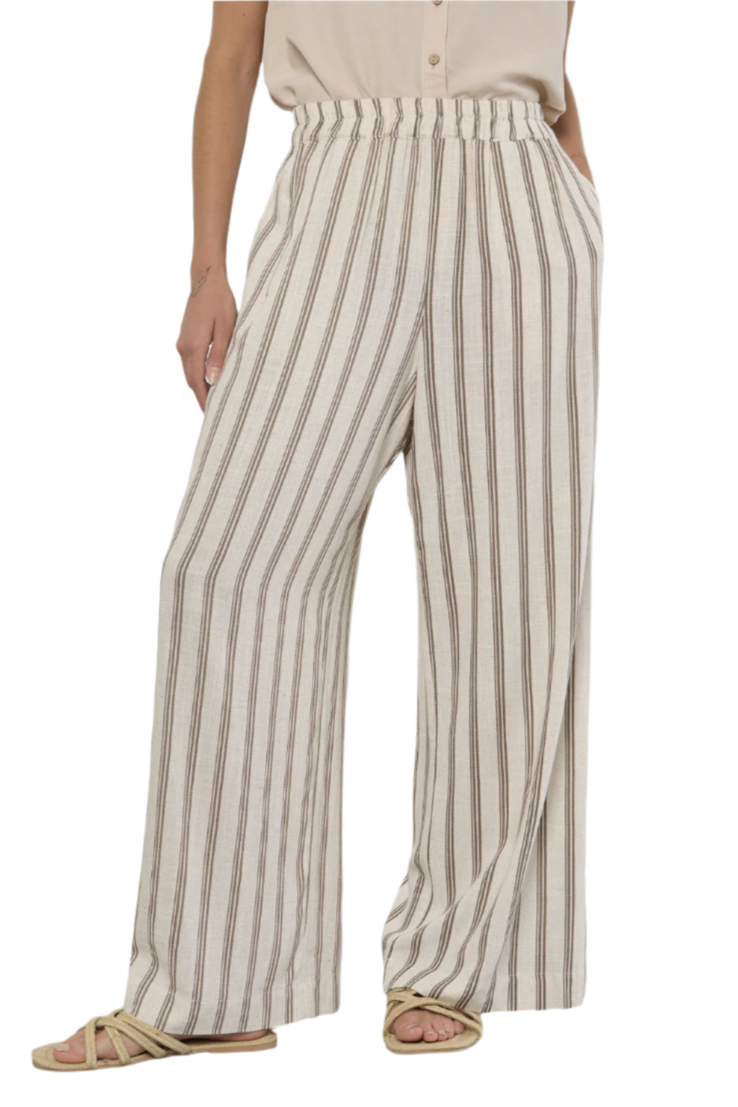 APRICOT STRIPE WIDE LEG TROUSER