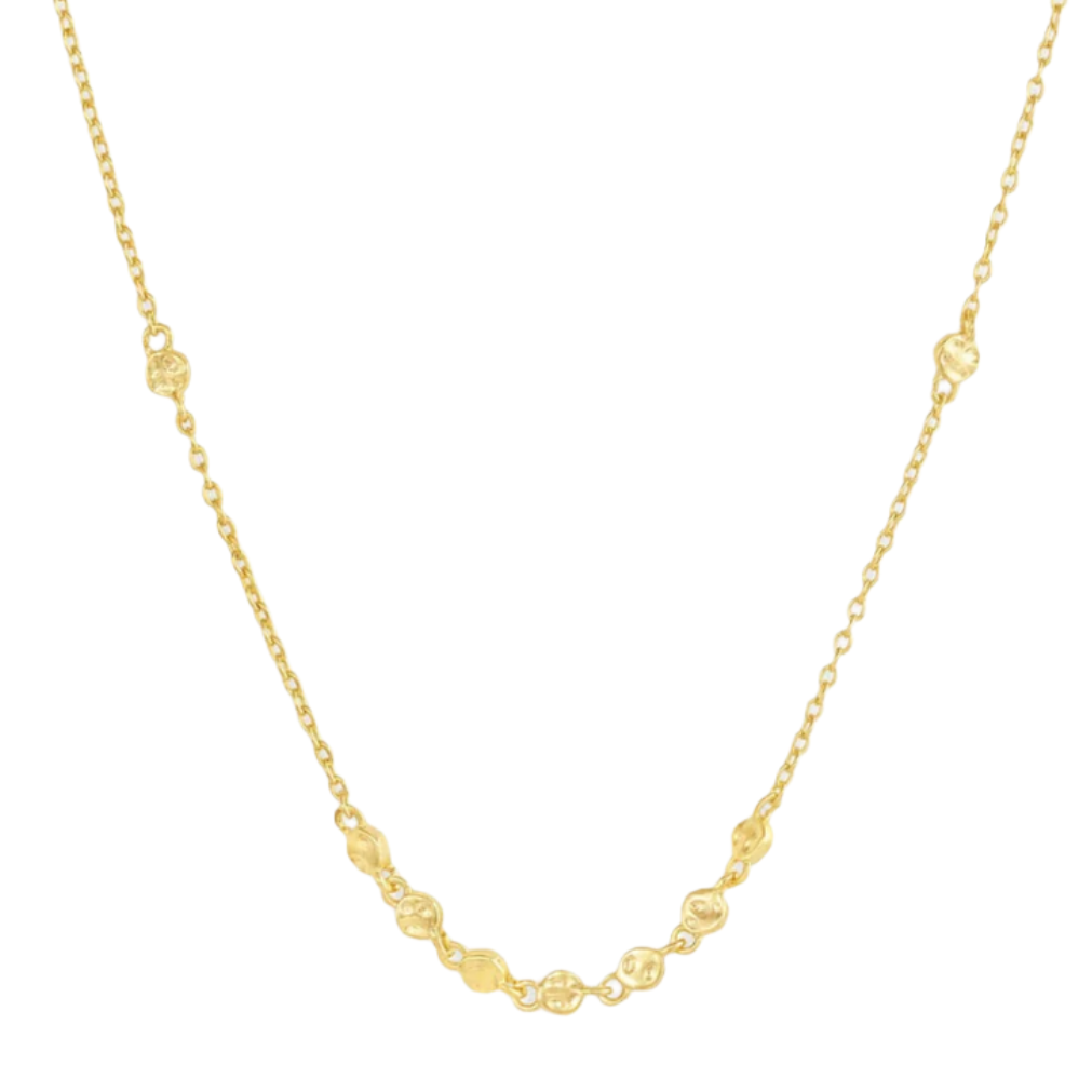 Gold necklace on a white background