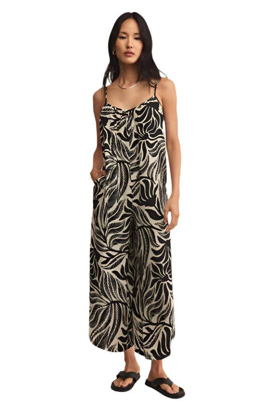 FLARED PALM JUMPSUIT