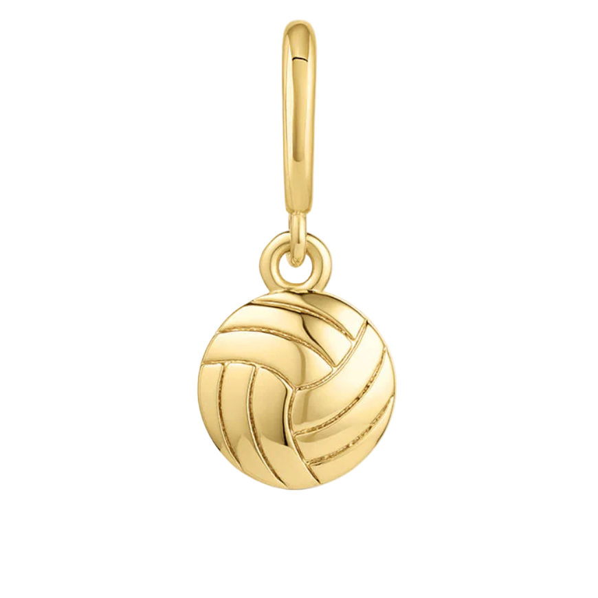Gold volleyball-shaped pendant on a white background