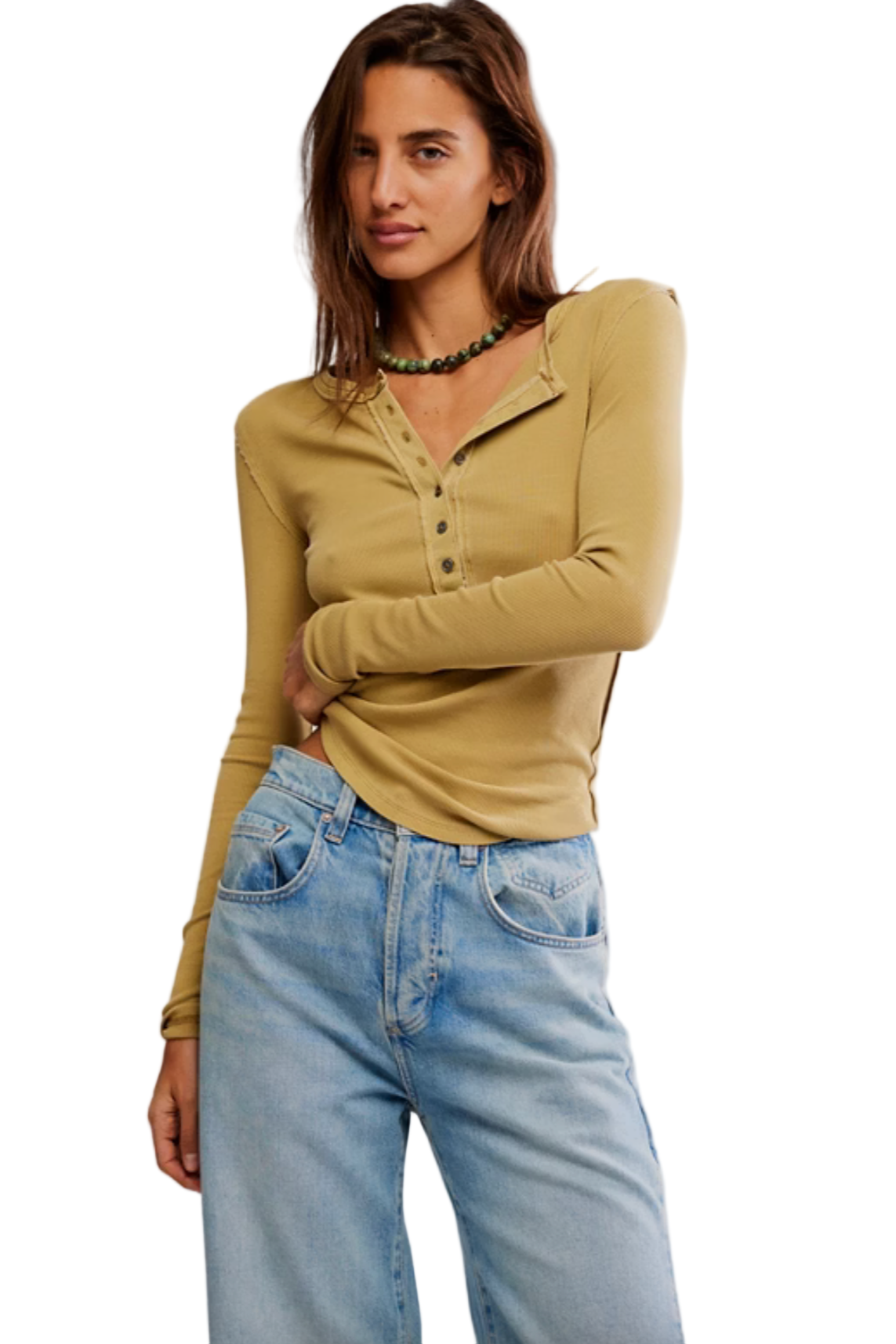 Free People long sleeve henley tee