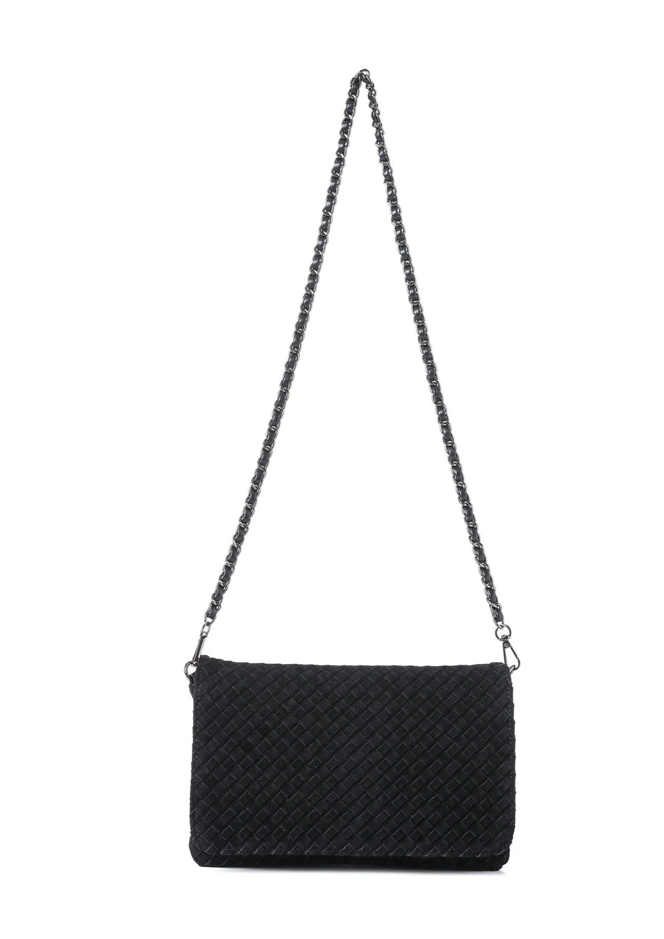 Lexi Woven Crossbody / Black Vegan Suede