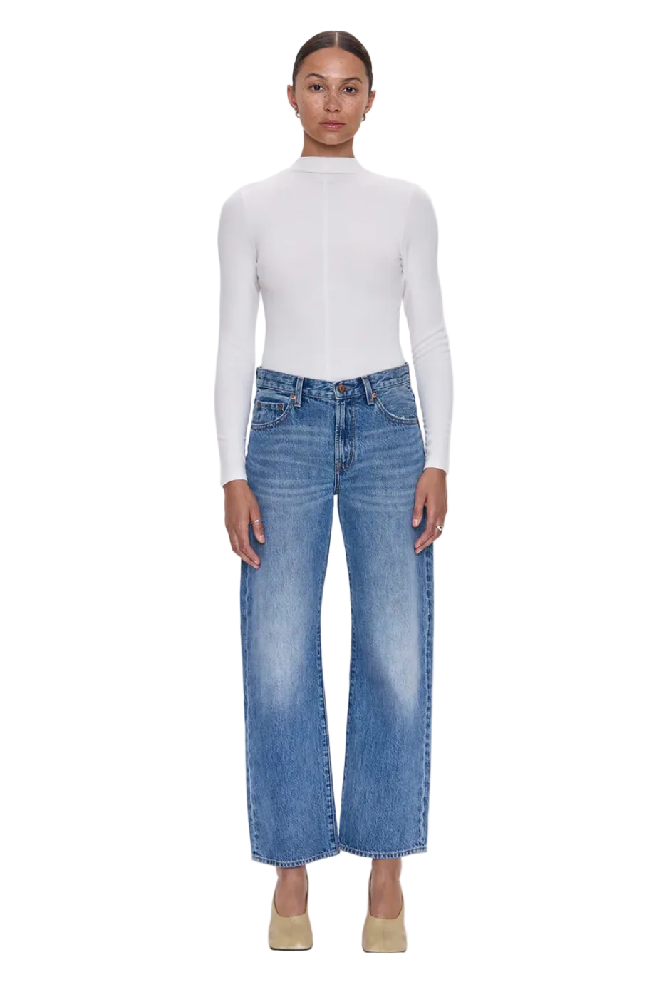 Lexi mid rise bowed straight jean in Metropolis dark wash by Pistola denim