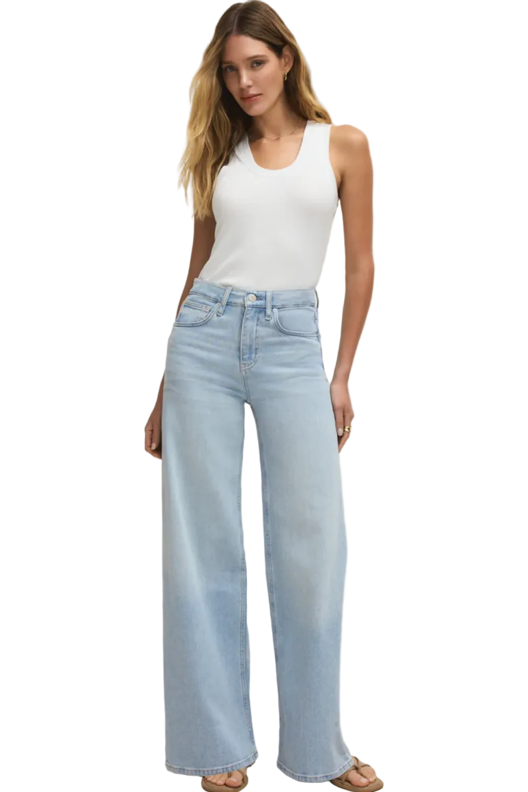 Z Supply Sirena Rib Tank in white — ribbed fitted sleeveless top