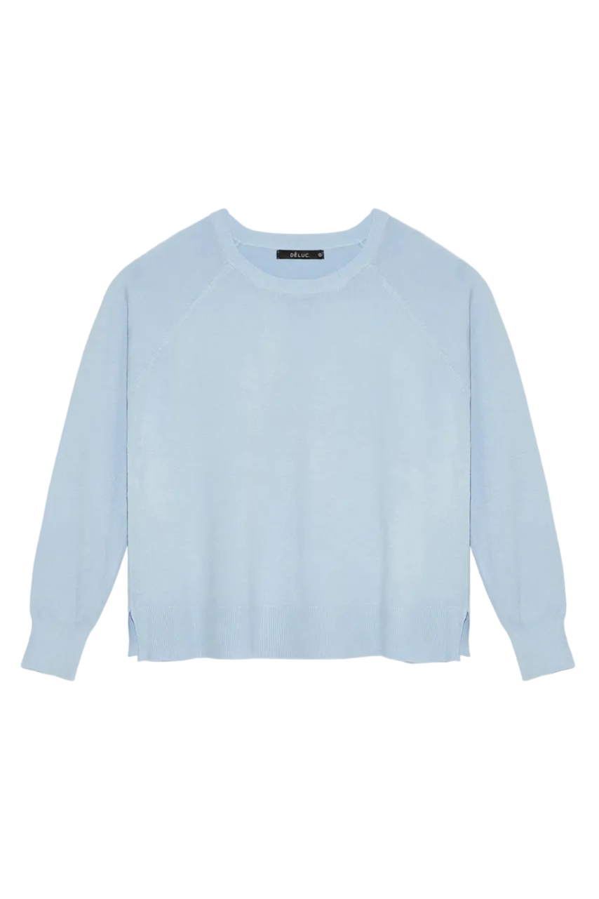 DELUC Formentera sweater in modal cotton blend with round neckline and relaxed fit