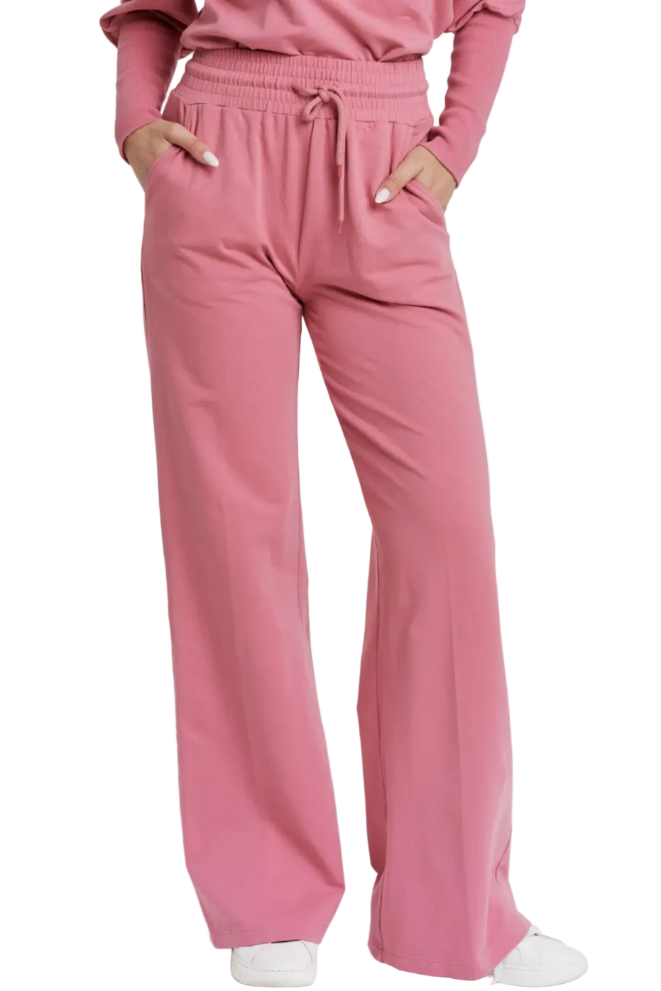 Another Love Quincy wide-leg  sweatpant with high-rise elastic waistband.