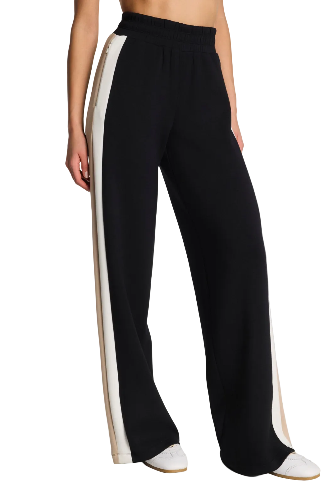 SPANX AirEssentials Colorblock Track Pant in soft spacer fabric with elastic waist and sporty colorblock side stripe