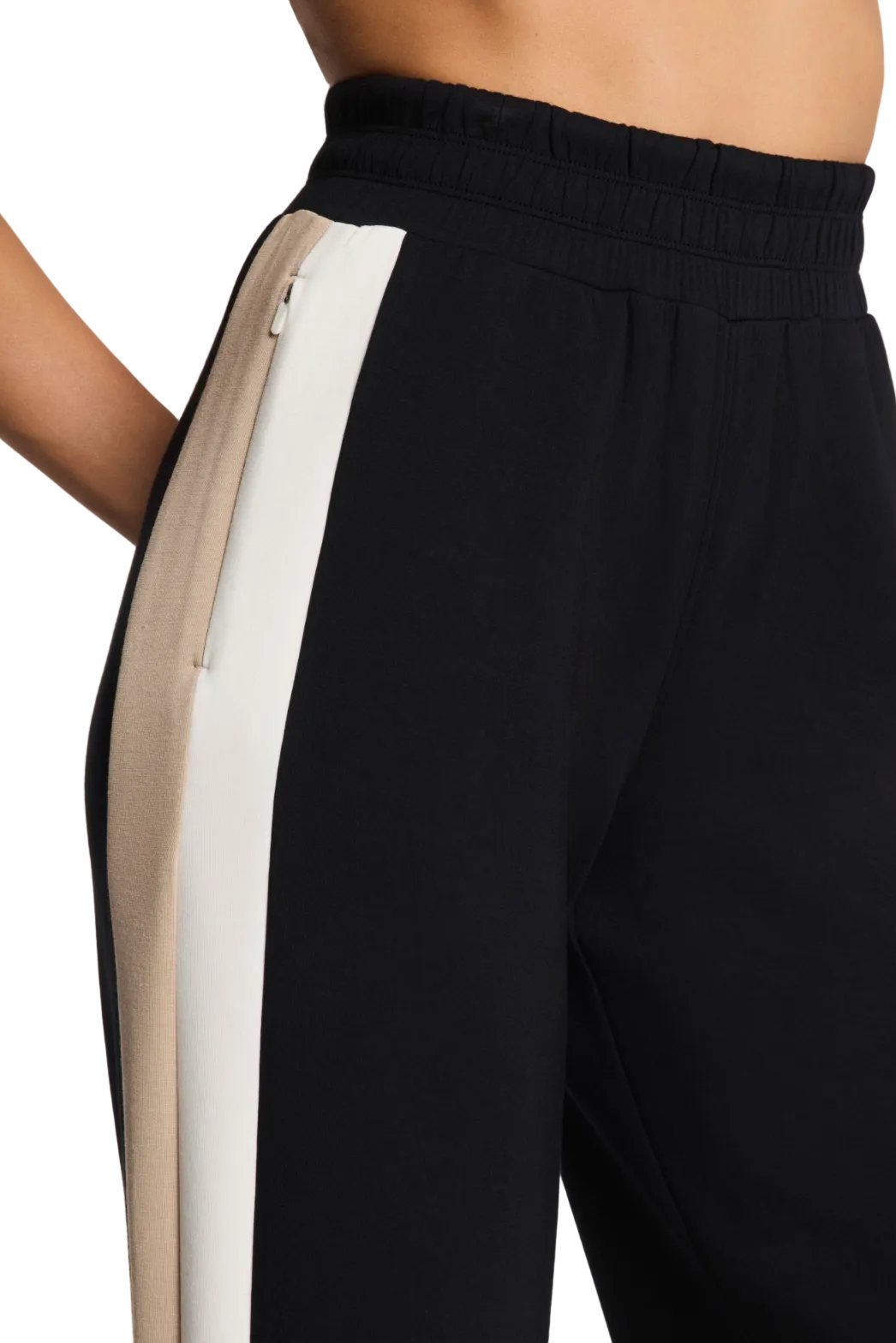 SPANX AirEssentials Colorblock Track Pant in soft spacer fabric with elastic waist and sporty colorblock side stripe