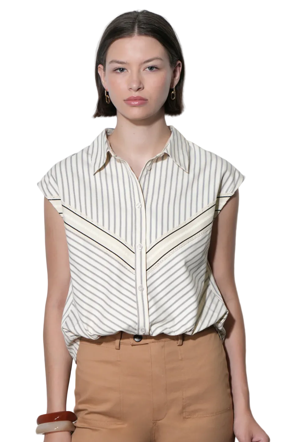 Everly Dolman Stripe Shirt Elastic Hem