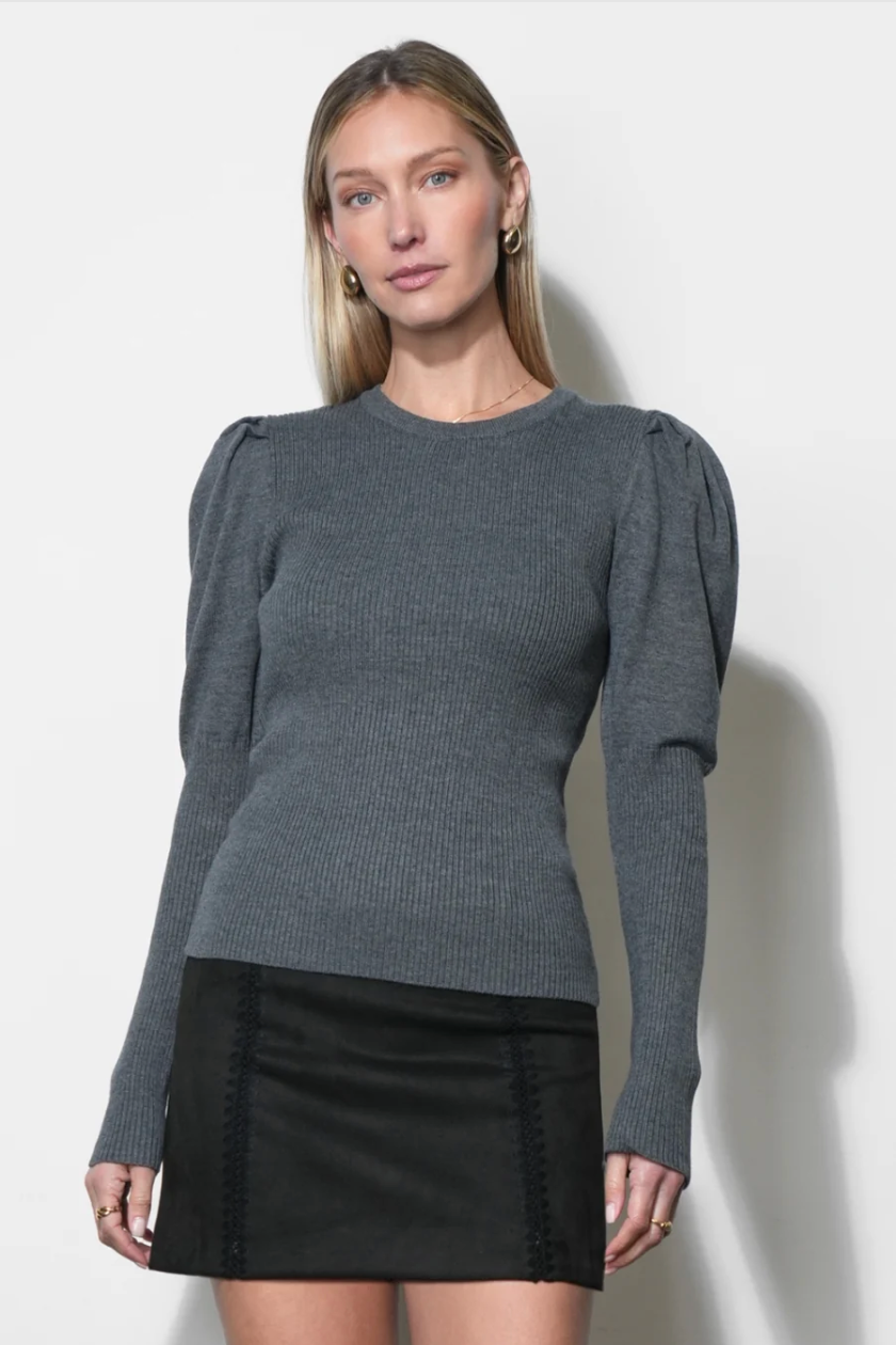 Renoa Puff Sleeve Ribbed Knit Top