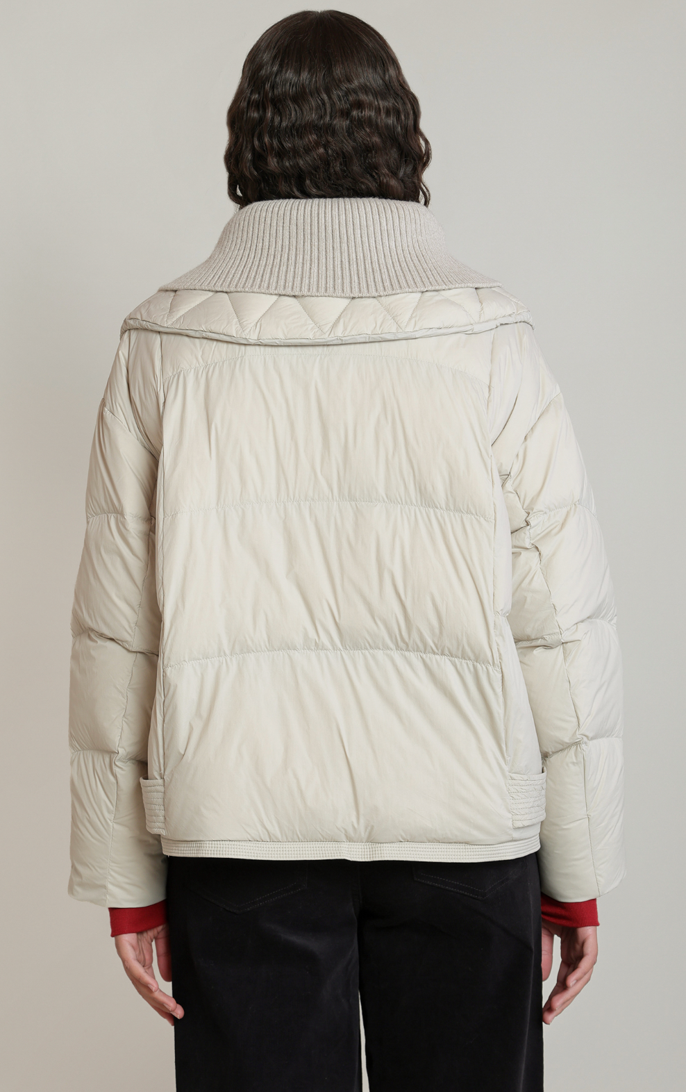 Dex Knit Collar Puffer- Matte Pearl