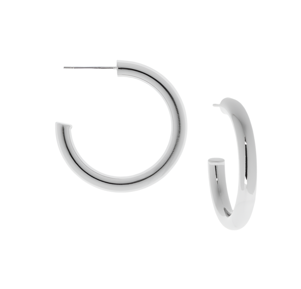 Stainless Hollow Hoop Post Earrings