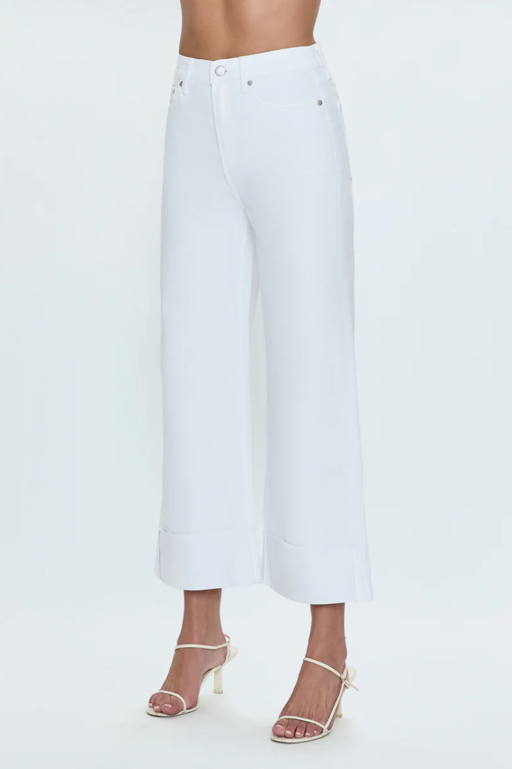 Lana high rise ultra wide crop with cuff / vivid white