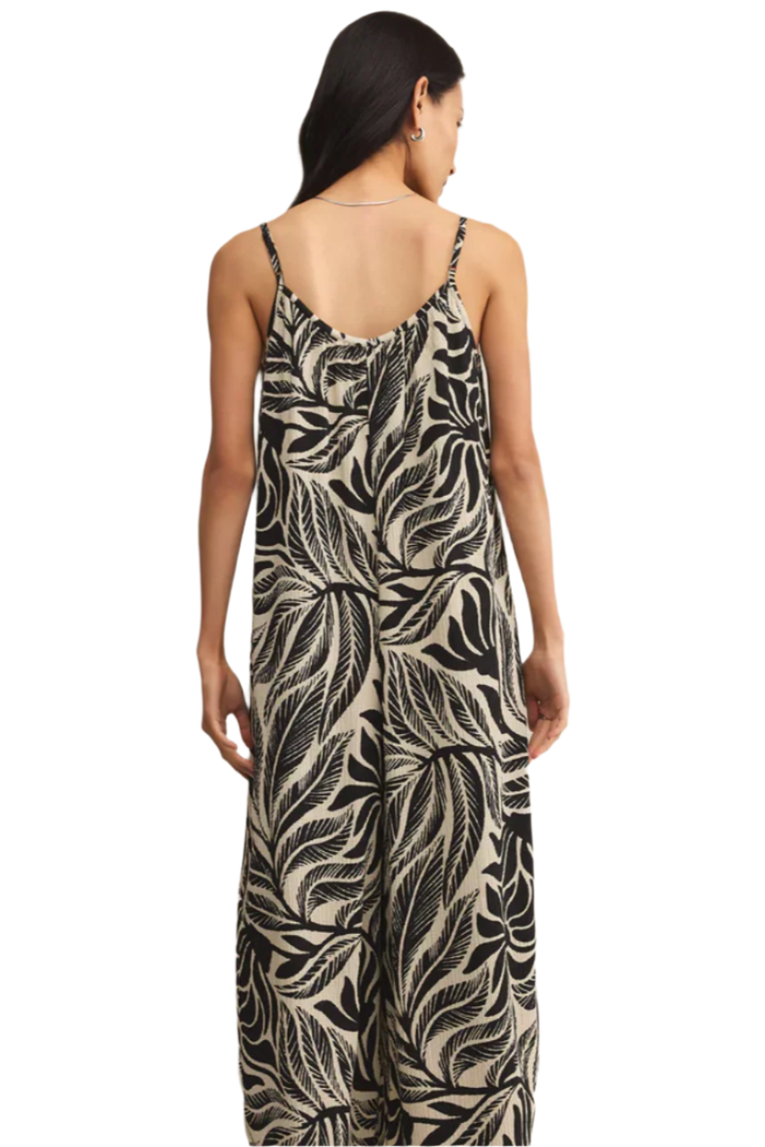 FLARED PALM JUMPSUIT