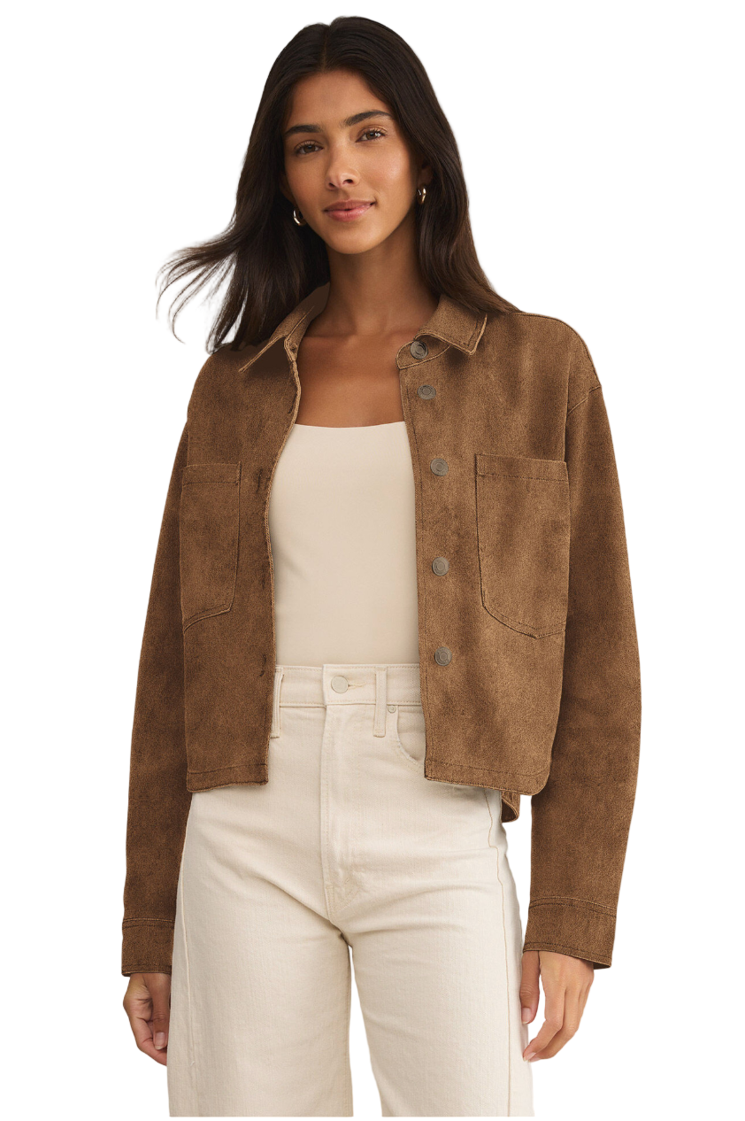 Z Supply faux suede cropped jacket in Coconut