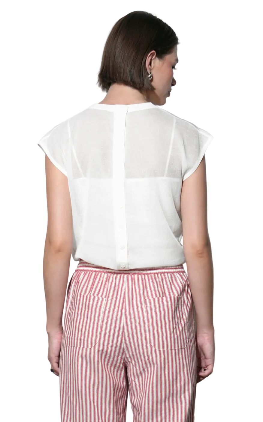 Natalia Sheer Bubble Sweater Top | White