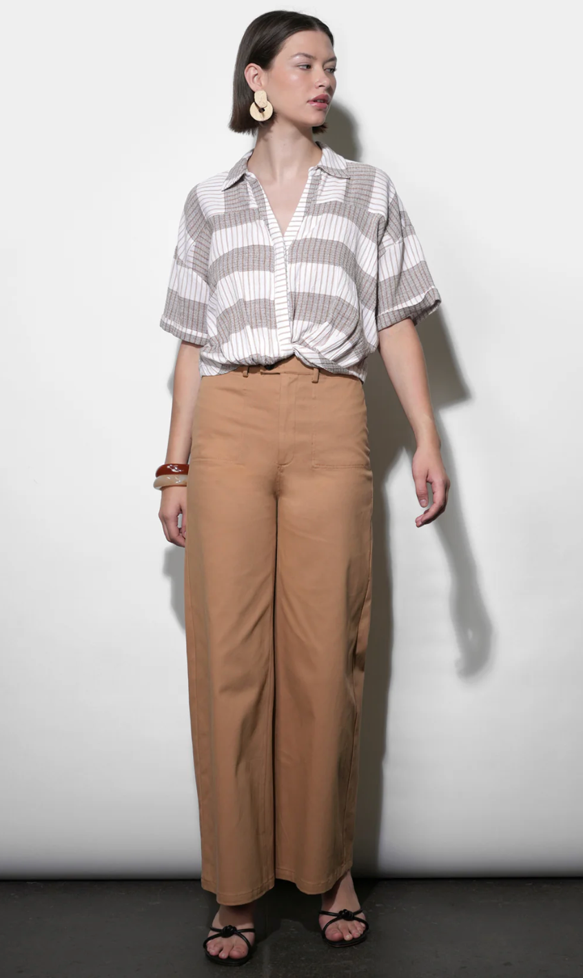 Jennsen Cotton Canvas Wide Leg Pants