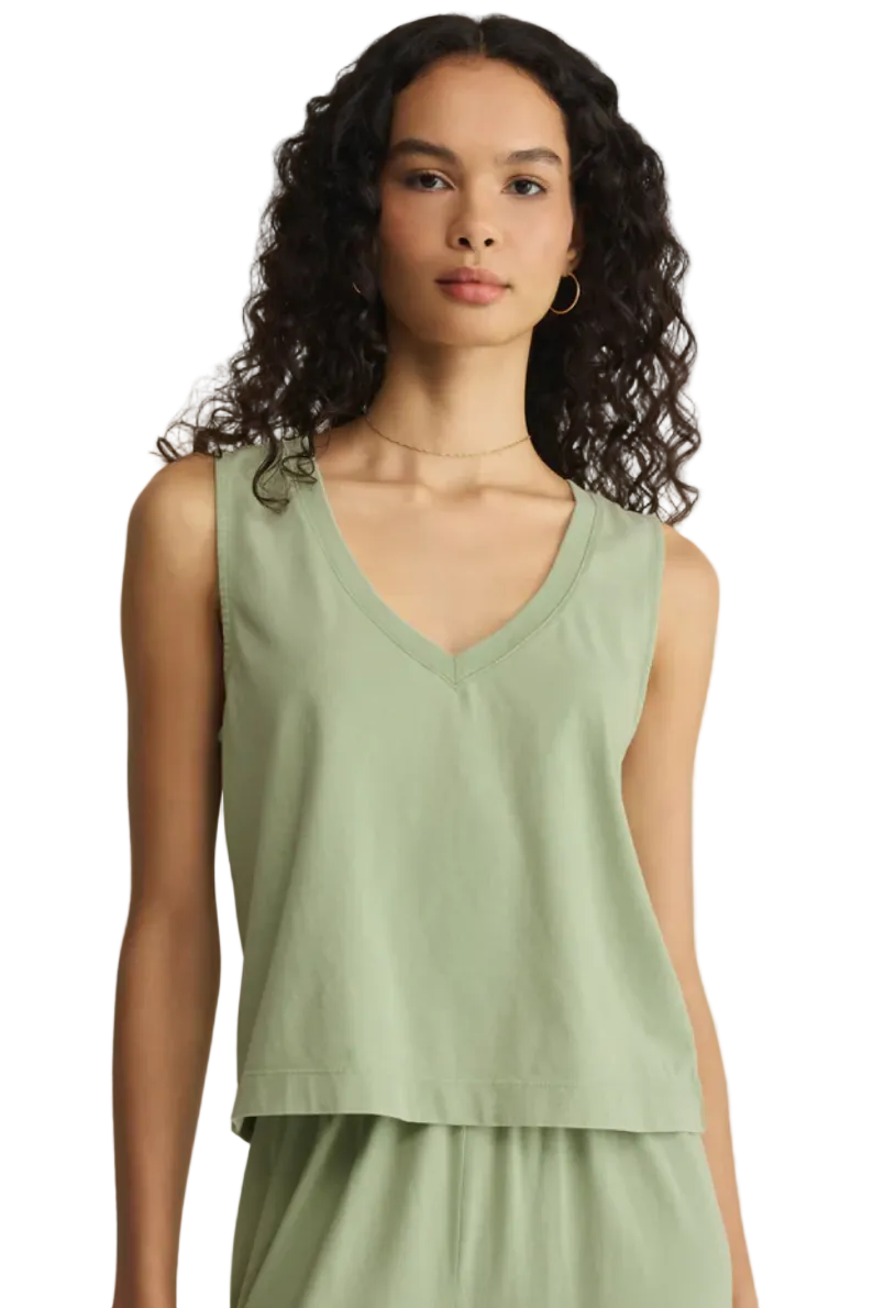 SLOANE V-NECK COTTON JERSEY TANK / crystal green