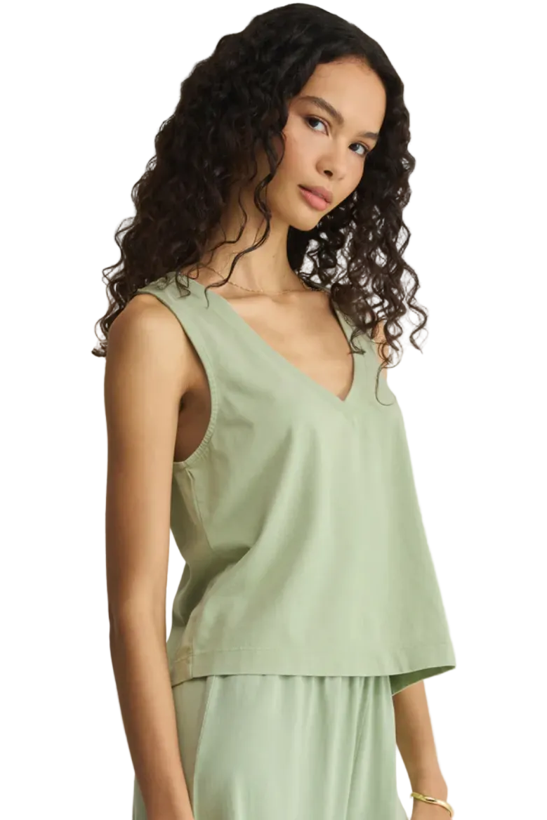 SLOANE V-NECK COTTON JERSEY TANK / crystal green