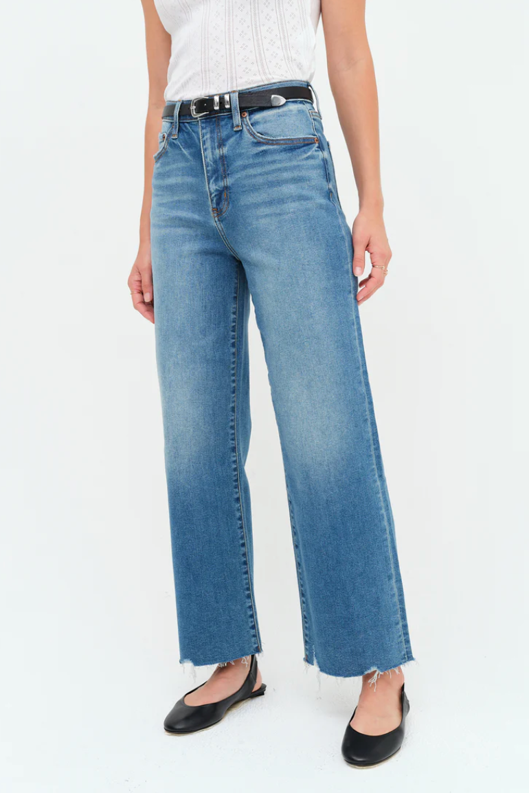 PLEASER HIGH RISE WIDE ANKLE IN VIBE CHECK