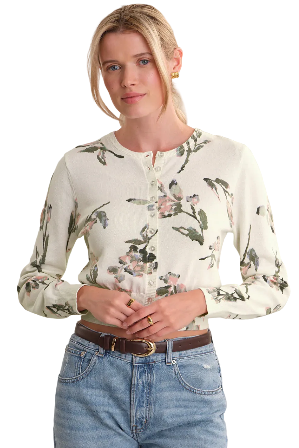 ASTER FLORAL BUTTON DOWN CARDIGAN