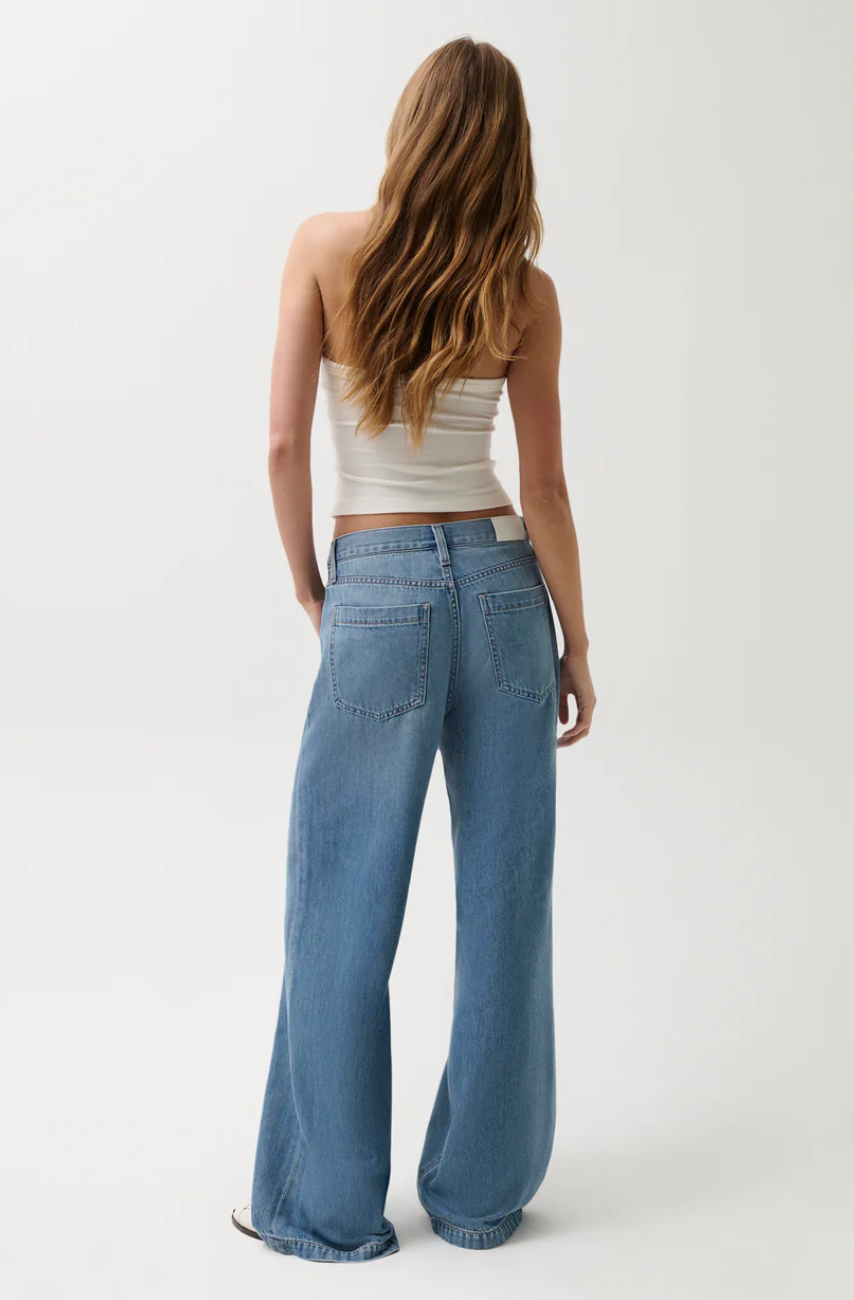 JADYN MID RISE DRAWSTRING PALAZZO JEAN - EXPANSE
