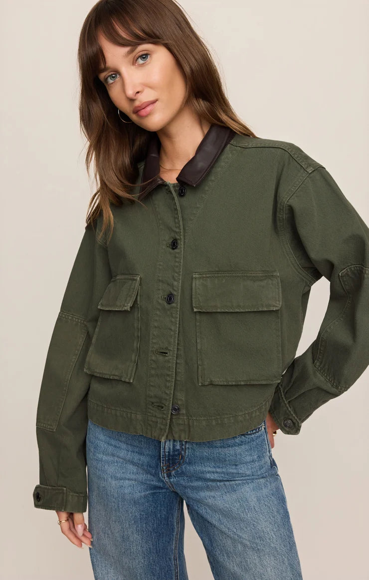 REY CROPPED DENIM CHORE JACKET