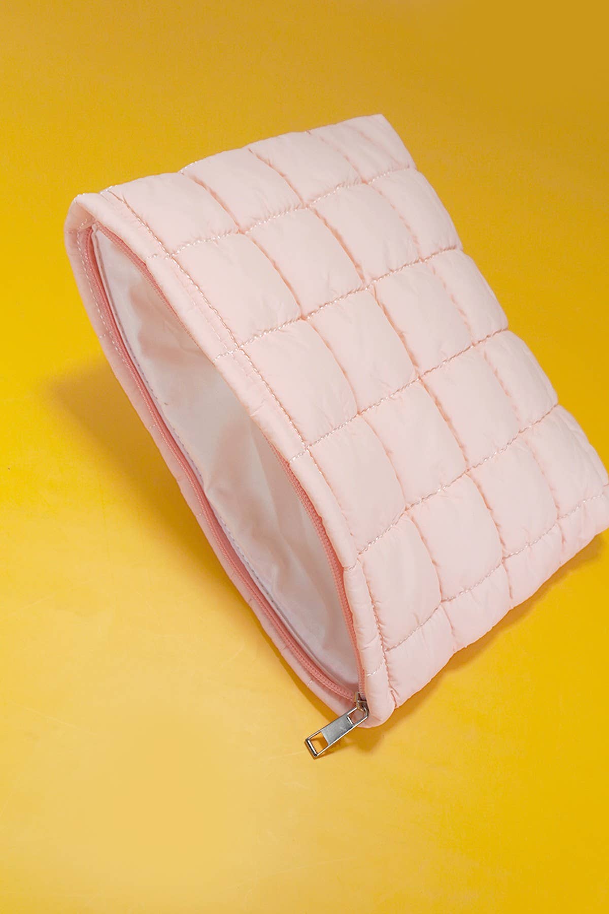 QUILTED PUFFY COSMETIC POUCH CLUTCH BAG