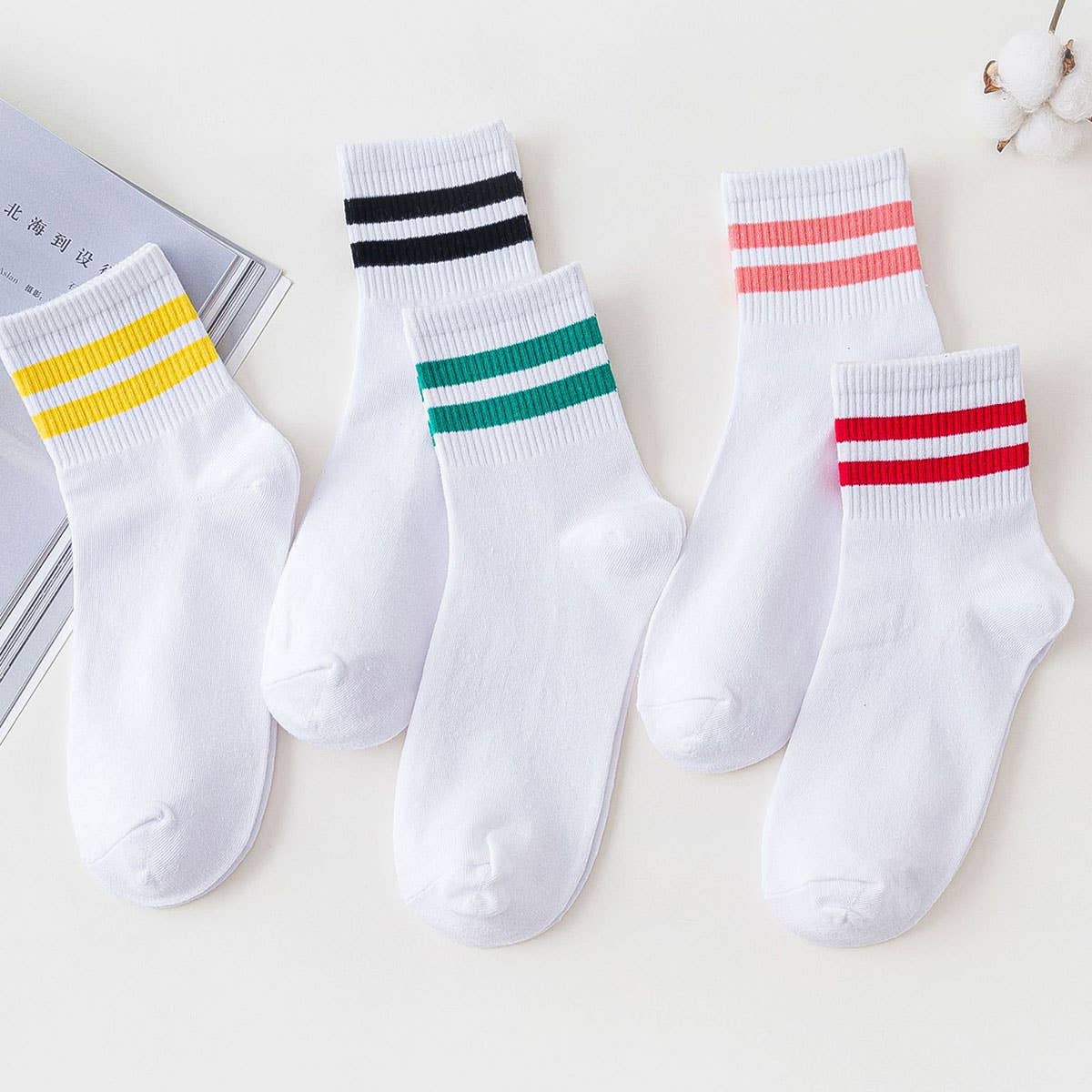 Classic Striped Pattern Crew Socks