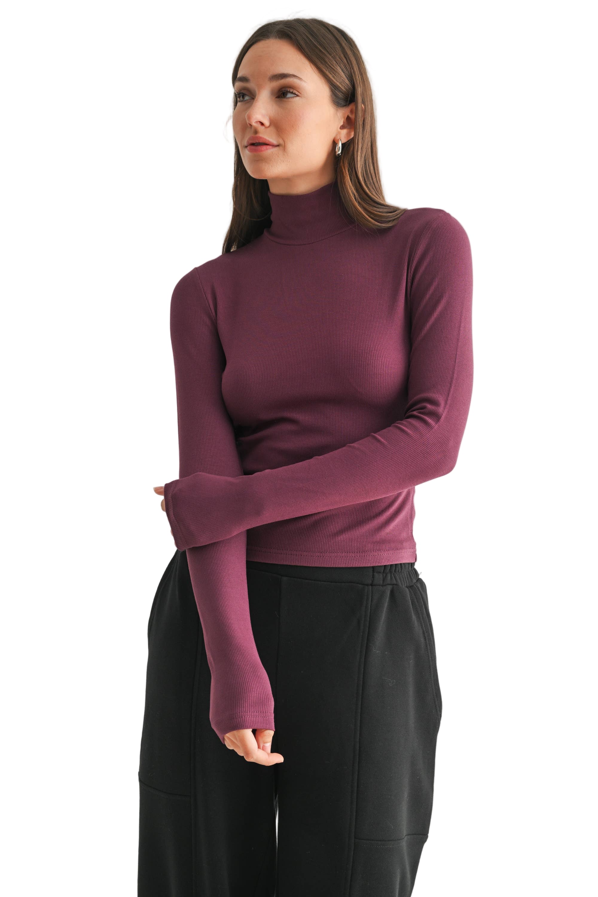 Micro Ribbed Long Sleeve Turtleneck