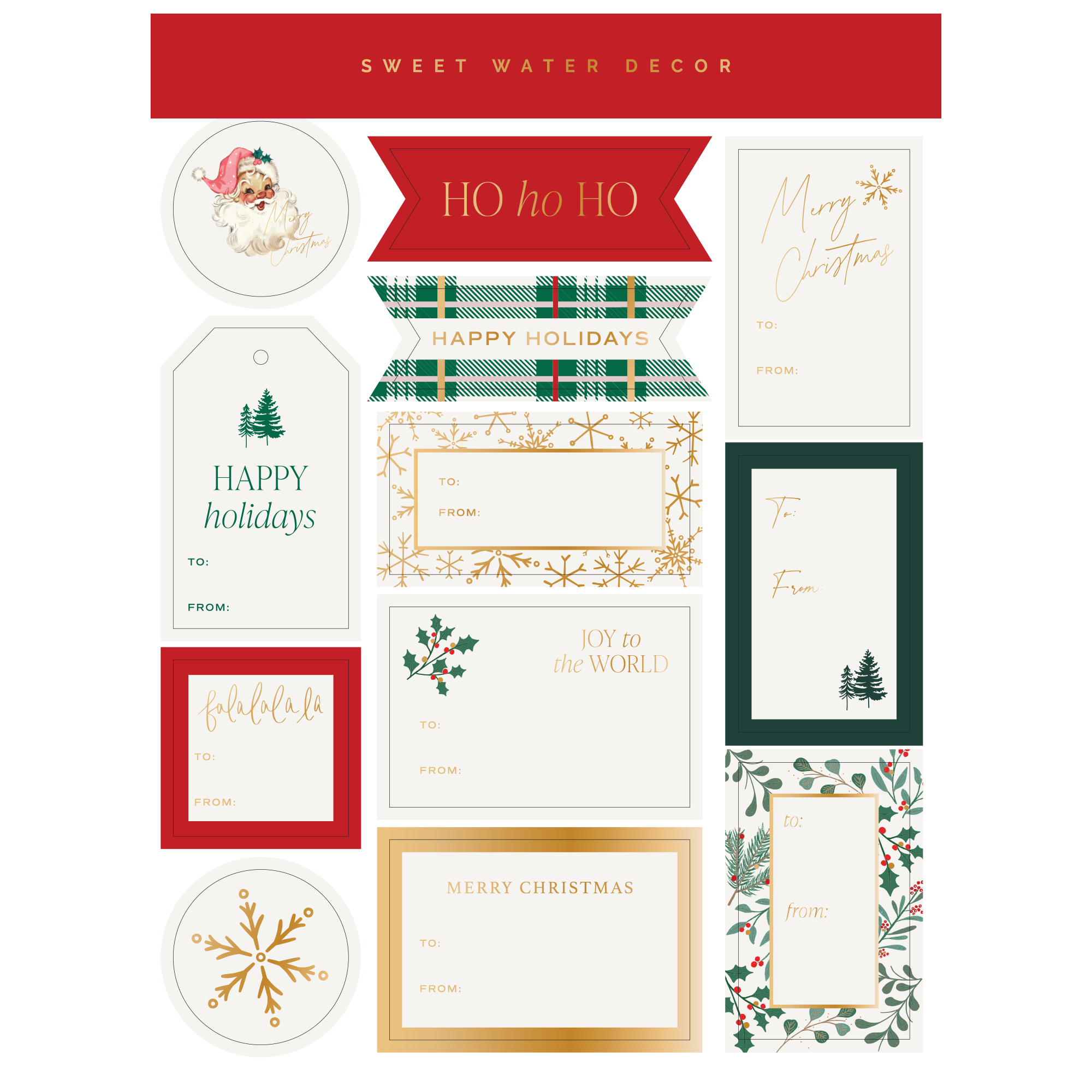 Holiday Classic Gift Tags Set - Stickers Set