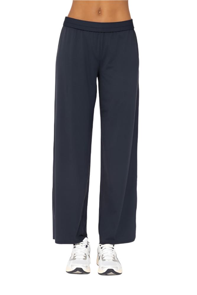 Foldover Waist Wide Leg Lounge Pant Navy