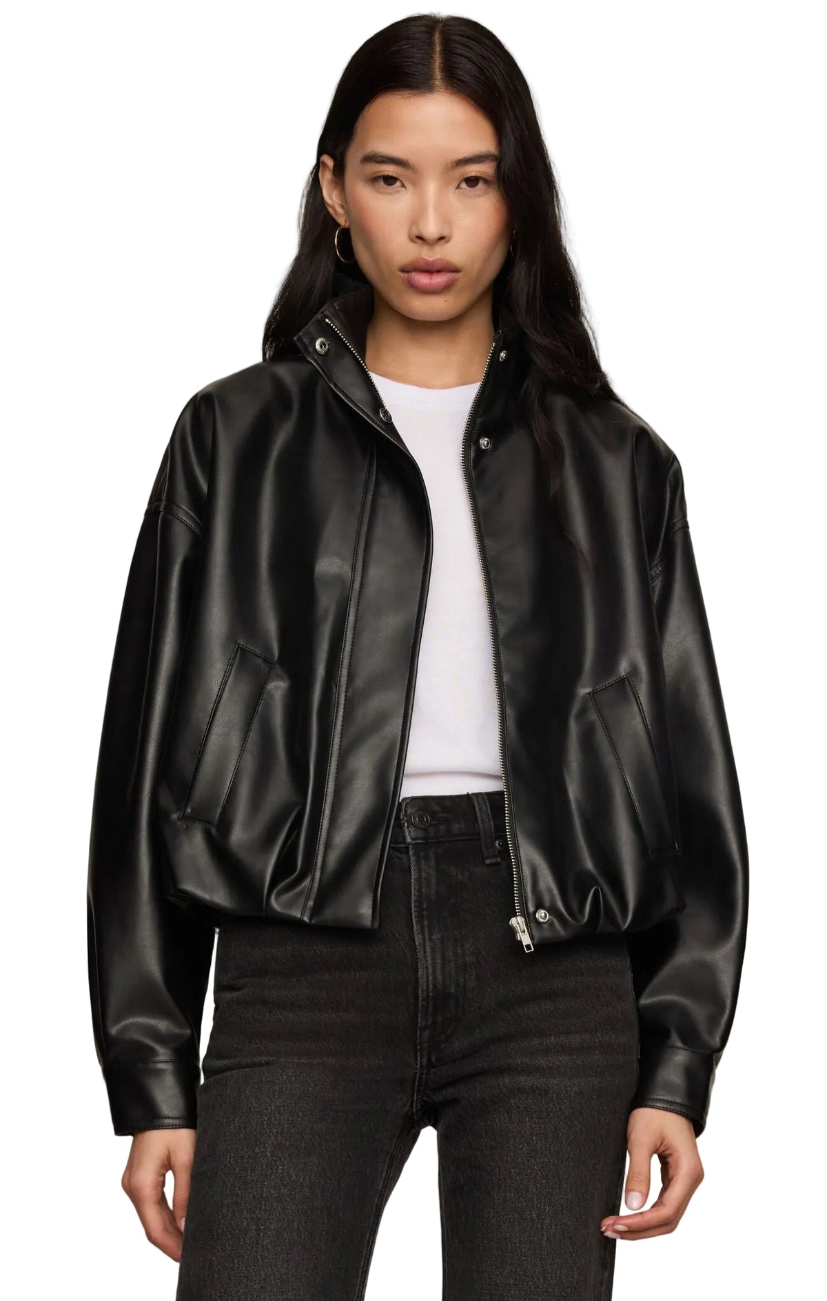 CORIN FAUX LEATHER BUBBLE JACKET